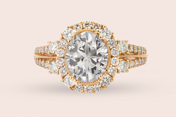 18kt Rose Gold Oval Halo Engagement Ring (Recently Sold)